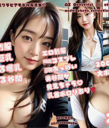 イラスト・CG集【AI美女JK風グラビアモデル写真集 2巻 乱れる制服 はずむ巨乳 はじける爆乳 はだける谷間 エロ制服 JKコスプレ】AIJK女学園評価