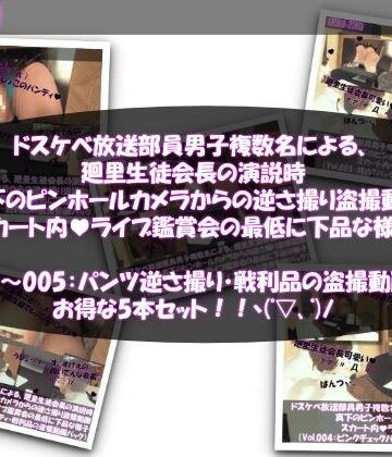 3DCG【【●500▲500】ドスケベ放送部員男子複数名による、廻里生徒会長の演説時真下のピンホールカメラからの逆さ撮り盗撮動画ライブ鑑賞の様子（Vol.001〜005:パンティ盗撮5本セット）】Libido-Labo評価
