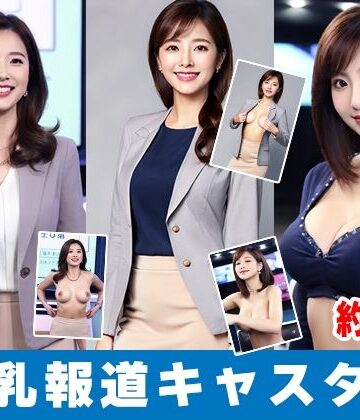 イラスト・CG集【【約50分】『巨乳女性キャスターの乳揉み2』ニュース番組の裏と揺れる胸。-AIで描く究極の美女達-】AIで絶世の美女を作る評価